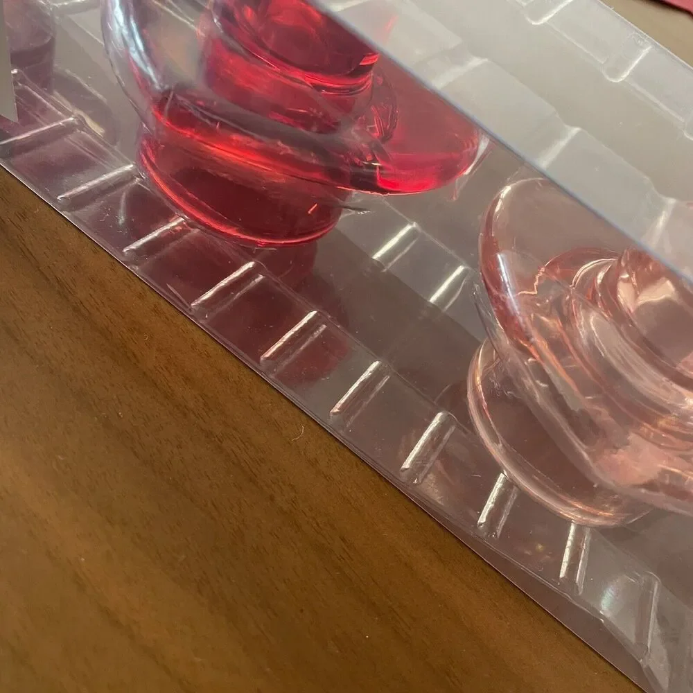 3pk Glass Heart Candle Holders